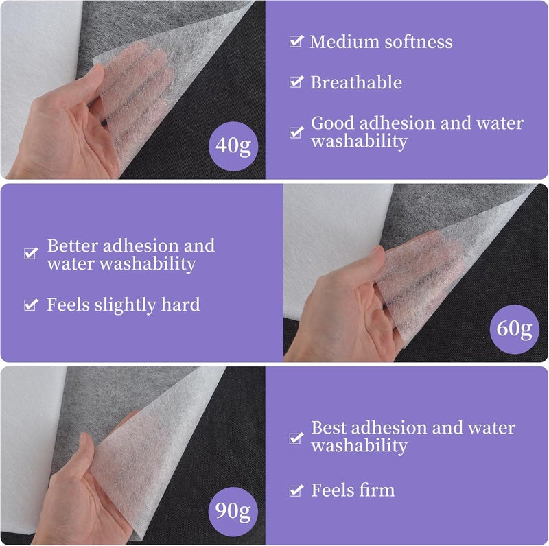 Nseamera شريط تداخل لاصق مزدوج الجوانب للخياطة، لاصق فائق الوزن 90 جرام، 11.8"×5 ياردات، شريط لاصق قابل للغسل لتطبيق الأقمشة، والتطريز، والحرف اليدوية - Image 5